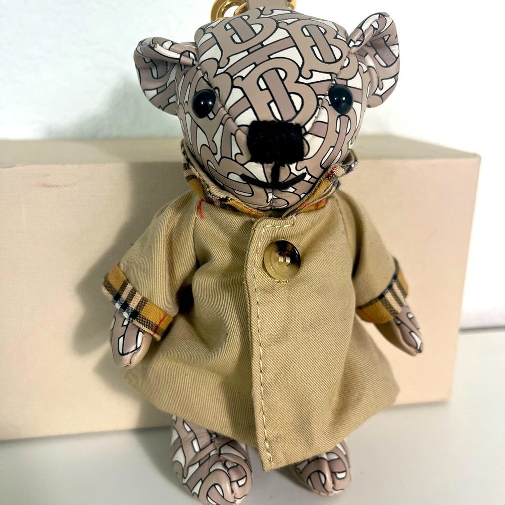 Burberry Thomas Bear Total Logo Leather with Coat Keychain Bag Charm
